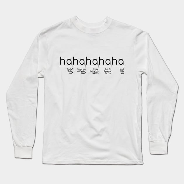 Levels of Haha Funny - Sarcastic Porker face - LOL to I think I like you Long Sleeve T-Shirt by RedCrunch